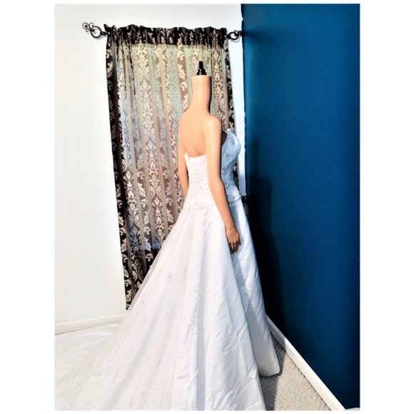 ANJOLIQUE Satin & Lace Bustier Bridal Gown - NWOT - Picture 3 of 8